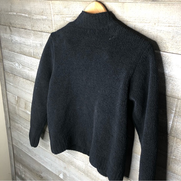 LL Bean black zip up lycra fuzzy plush sweater - Picture 3 of 3